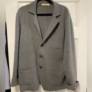 Bally men’s cashmere/wool blend sweater in sport coat/ blazer style. Gray.
